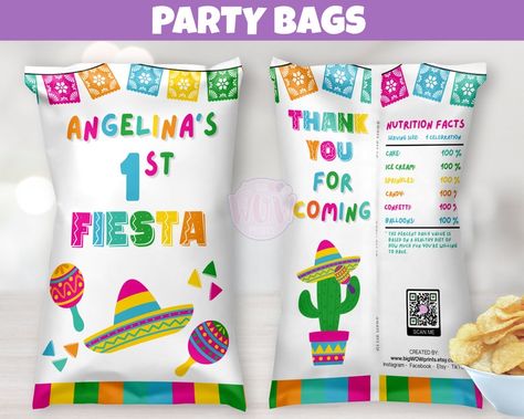 My First Fiesta, First Fiesta Birthday, First Fiesta, Fiesta Party Decorations, Fiesta Birthday Party, Fiesta Birthday, Chip Bags, Fiesta Party, Party Favor Bags