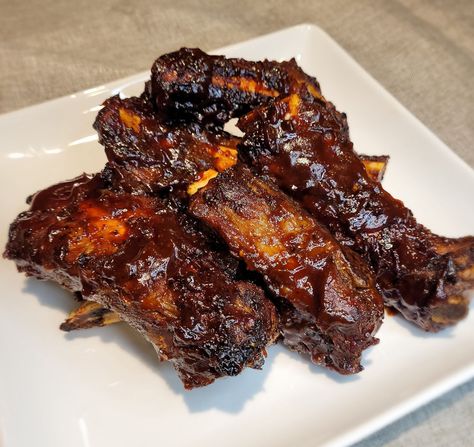 Air Fryer - BBQ Beef Ribs Beef Ribs In The Air Fryer, Air Fryer Barbecue Ribs, Short Ribs In The Air Fryer, Beef Back Ribs Air Fryer, Riblets Recipe Air Fryer, Air Fry Short Ribs, Air Fry Beef Short Ribs, Beef Ribs Air Fryer Recipes, Beef Short Ribs Air Fryer Recipes