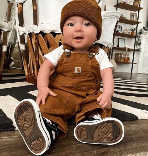 Carhartt Bib Overalls Baby 6 Months Brown Pants Canvas Jumpsuit Country Boy Clothes, Country Baby Pictures, Overalls Brown, Baby 6 Months, Baby Boy Fall Outfits, Country Baby Boy, Stylish Baby Boy, Baby Boy Overalls, Baby Clothes Country