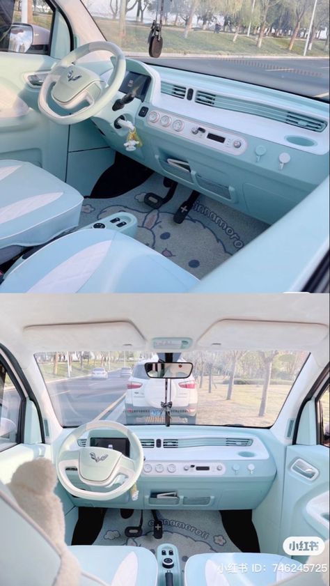 Light Blue Car Interior Decor, Blue Car Interior, Light Blue Car, Blue Convertible, Blue Cars, Car Themes, Blue Beetle, Cute Car Accessories, Blue Car