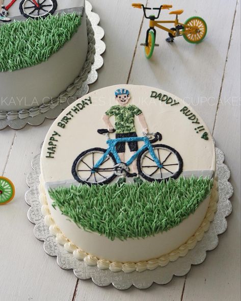 Cycle Cake Design, Bike Cake Designs For Men, Cycle Theme Cake, Cycling Cake For Men, Bicycle Cakes For Men, Korean Cake Birthday Boys, Bicycle Theme Cake, Cyclist Birthday Cake, Bike Cake Design