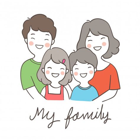 Draw character happy family. Download thousands of free vectors on Freepik, the finder with more than 3 millions free graphic resources Family Picture Drawing, Family Drawing Illustration, 가족 일러스트, Dad Drawing, Family Sketch, Cartoon Mom, Siluete Umane, Family Drawing, Doodle Cartoon