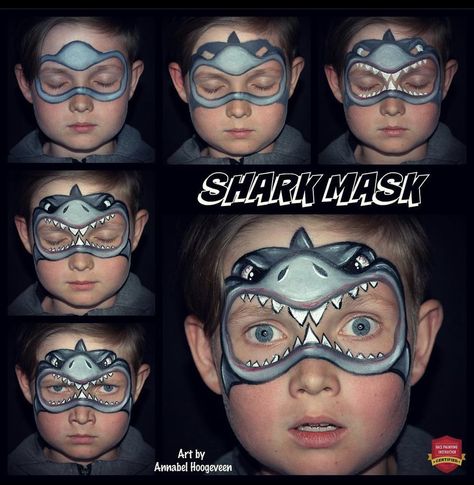 Shark Face Paint, Kids Face Painting Easy, Easy Face Painting Designs, Shark Mask, Animal Face Paintings, Face Painting Tips, Face Painting For Boys, Face Painting Tutorials, Face Painting Easy