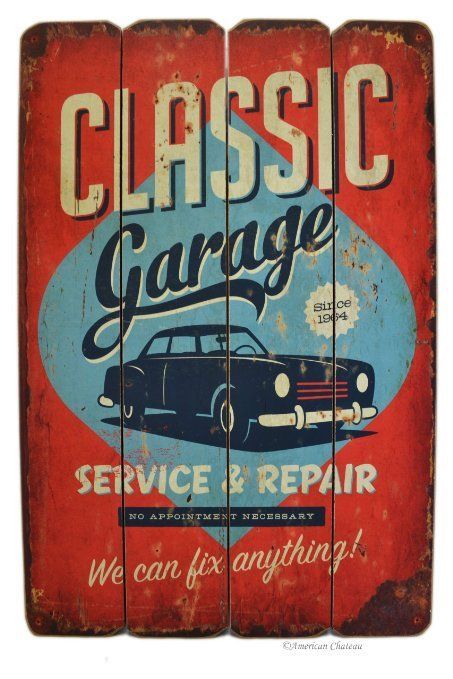 Iklan Vintage, Classic Garage, Auto Garage, Garage Car, Vintage Poster Design, Car Wall Art, Garage Art, Retro Sign, Old Signs