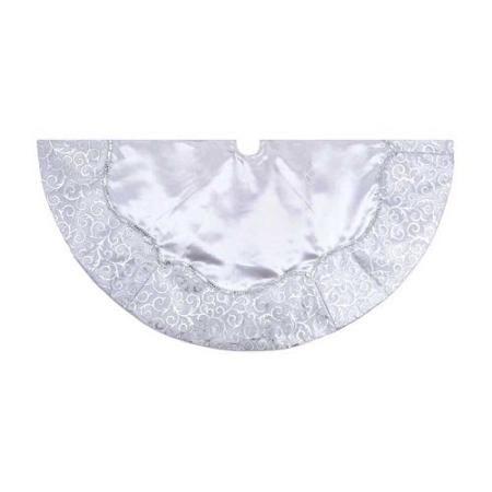 Kurt Adler 48 in. Silver Satin with Printed Border Treeskirt Christmas Tree Skirt Ideas, Meteor Shower Lights, Tree Skirt Ideas, Ornaments Gift Ideas, Christmas Gifts For Everyone, Christmas Tree Skirts, Christmas Tree Wreath, Kurt Adler, Christmas Central