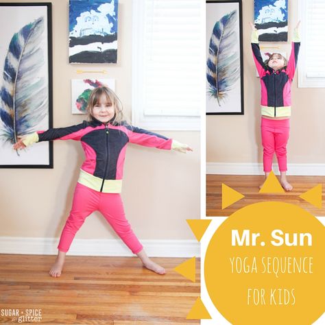 Mr. Sun Yoga Sequence for kids - perfect way to warm up before other summer gross motor activities Summer Gross Motor Activities, Sun Yoga, Sun Activity, Calm Kids, Weather Theme, Summer Yoga, Gross Motor Activities, Yoga Sequence, Kids Activity