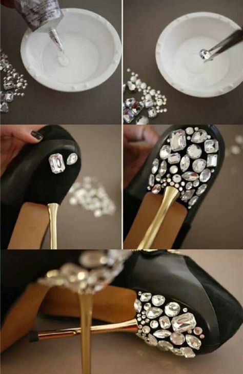 Frost your shoes Diy Heels, Shoe Refashion, Shoe Makeover, Bridal Pumps, Jeweled Heels, Jeweled Shoes, Nice Ideas, Sparkly Shoes, Fabulous Diy