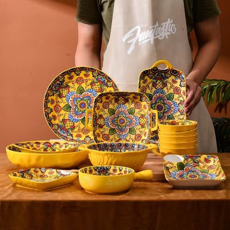 Bohemia Style Ceramic Dishes & Plates Yellow Flower Dinnerware Sets For Wholesale Charger Plates Sold By Carton For Per Modes - Buy Dishes & Plates dinnerware Sets charger Plates Product on Alibaba.com Soup Dishes, Dishes Plates, Soup Dish, Ceramic Dinnerware Set, Bohemia Style, Ceramic Dinnerware, Ceramic Tableware, Rice Bowl, Charger Plates