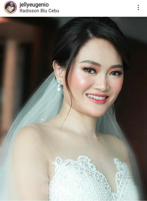 Korean-inspired bridal makeup look | Instagram | MUA: Jelly Eugenio Bridal Makeup Looks, Face Hair, Bridal Makeup, Strapless Wedding Dress, Jelly, Makeup Looks, Hair Makeup, Wedding Dress, Makeup