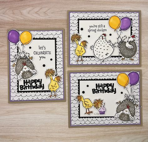 Happy Birthday Cards, Lets Celebrate You, Youre Still a Spring Chicken, Stampin' Up Hey Chick and Hey Birthday Chick Stamp Set. - Etsy Chicken Greeting Cards, Hey Birthday, Baby Birthday Card, Card Measurements, Stampin Up Birthday Cards, Happy Birthday Gorgeous, Playing Cards Art, Spring Chicken, Kids Birthday Cards