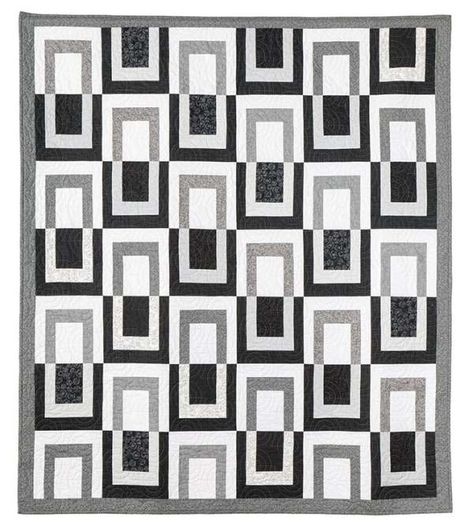 Striking Modern Black and White Quilt Kit – Quilting Black And White Quilts Patterns Ideas, Xmas Quilts, Free Baby Quilt Patterns, Black And White Quilt, Denim Quilt Patterns, Grandmother Quilt, Table Topper Patterns, Connecting Threads, Bright Quilts