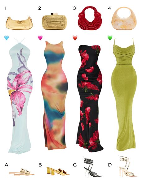 1. Love The Chase Handbag 2. Just Another Vacation Handbag 3. Eleni Handbag 4. Bali Resort Clutch 🩵 Skyfall Maxi Dress 🩷 California Coastline Maxi Dress ❤️ Vanessa Floral Maxi Dress 💚 Rebecca Slinky Maxi Dress A. Kristy Pearl Detail Sandals B. Meant To Last Heeled Mules C. Jennah Cross Wrap Up Heels D. Carried Away Wrap Up Heels Outfit Ideas For California Vacation, Resort Outfits Vacation, Vacation Handbag, Resort Vacation Outfits, Wrap Up Heels, Resort Outfits, Outfits Vacation, Bali Resort, Body Con Dress Outfit