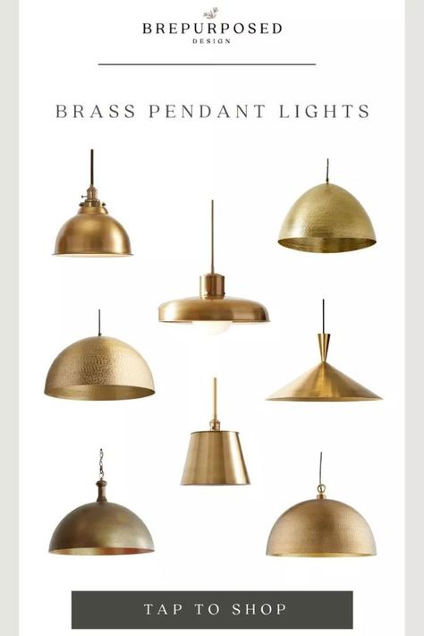 I love my brass pendant lights so much and I think they look great in our space! Here are some others I found while looking! Shop the links here. Brass Kitchen Light Fixtures, Brass Kitchen Pendants, Brass Pendant Lights Kitchen, Brass Kitchen Lighting, Brass Dome Pendant Light, Brass Pendant Lights, Modern Brass Chandelier, Brass Light Fixture, Dome Pendant Lighting