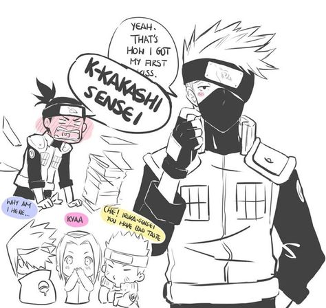 Kakairu Things - 8 - Wattpad Kakashi Comic, Kakashi X Iruka, Kakashi Iruka, Iruka Naruto, Hiro Big Hero 6, Naruto Family, Sasuke X Naruto, Kakashi Sensei, Naruto Fan Art