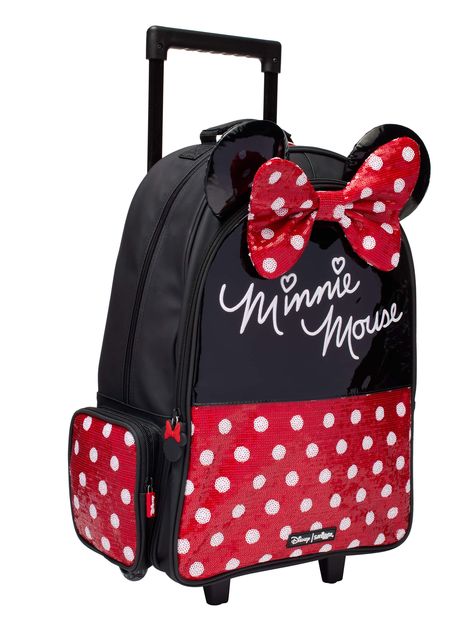 Minnie Mouse Trolley Backpack With Light Up Wheels Black/red - Smiggle Online Minnie Mouse Suitcase, Disney Travel, Slim Fit Casual Shirts, Minnie Mouse Ears, Formal Shirts For Men, Girls Party Dress, Babies First Christmas, Disney Style, Tie Shoes