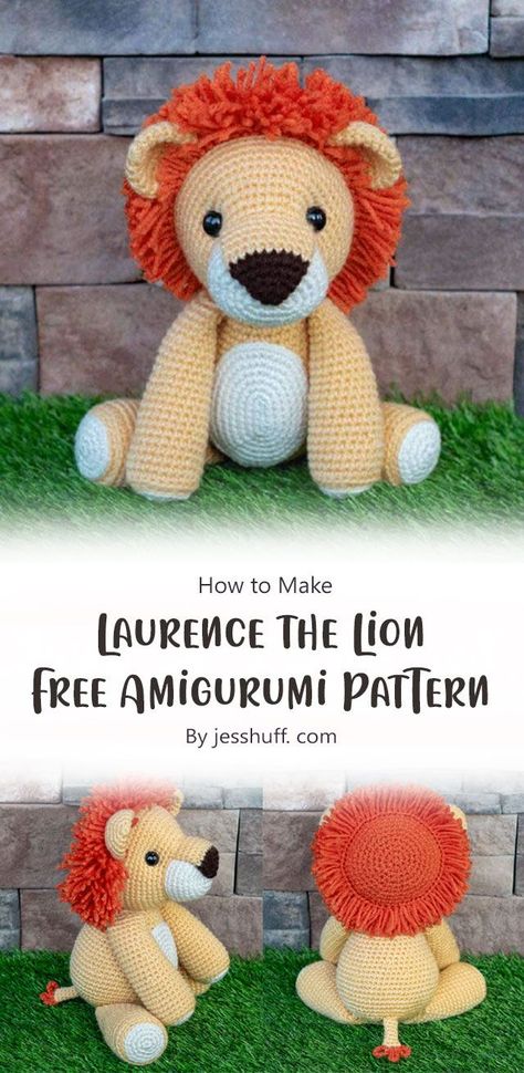 Crochet Stuffed Lion Free Patterns, Arigumi Patterns Free Lion, Free Lion Amigurumi Patterns, Crochet Lion Lovey Free Pattern, Free Lion Crochet Pattern, Large Crochet Animals Free Pattern, Big Amigurumi Free Pattern, Crochet Lion Pattern Free, Lion Crochet Pattern Free