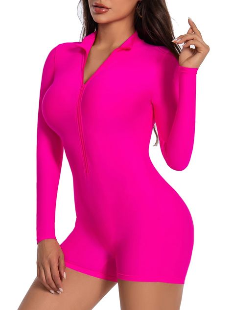 PRICES MAY VARY. Super Flattering Breathable Jumpsuits: 80%Nylon+20% Spandex. The elastic workout jumpsuit are smooth, comfy to wear, thick enough non see through and lightweight. The 4-way stretch promotes both soft and sucks your body in providing a cozy feeling. Zip Front Sexy Rompers: The charming v-neck enhance your body's natural shape to ensure the flexibility of the shoulders and chest, showing beautiful collarbone. Flatlock seams reduce irritation caused by chafing, squat proof athletic Elastic Workout, Workout Bodysuit, Workout Jumpsuit, Ribbed Romper, Jumpsuit Short, One Piece Jumpsuit, Fitted Jumpsuit, Women's Workout, Cozy Feeling