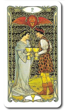 Art Nouveau Tarot, Tarot Waite, 2 Of Cups, King Of Cups, Knight Of Cups, Pentacles Tarot, Alchemy Art, Golden Art, Art Nouveau Pattern