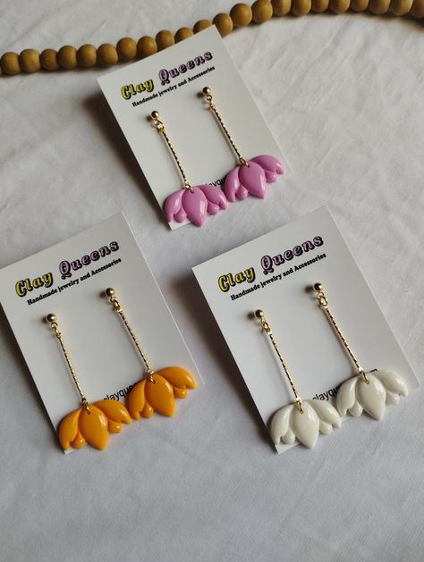 Spring Polymer Clay Earrings Studs, Lily Polymer Clay Earrings, Wildflower Polymer Clay Earrings, Pink Flower Shaped Polymer Clay Earrings, Pink Flower Polymer Clay Earrings, Polymer Clay Flower Jewelry, Diy Earrings Polymer Clay, Polymer Clay Flowers, Flower Jewellery