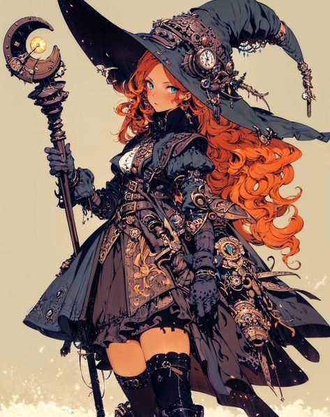 Pumpkin Witch Character Design, Anime Witch Outfit, Sorceress Art, Sorceress Costume, Victorian Witch, Steampunk Witch, Naruto Clothing, Witch Characters, D D Character Ideas