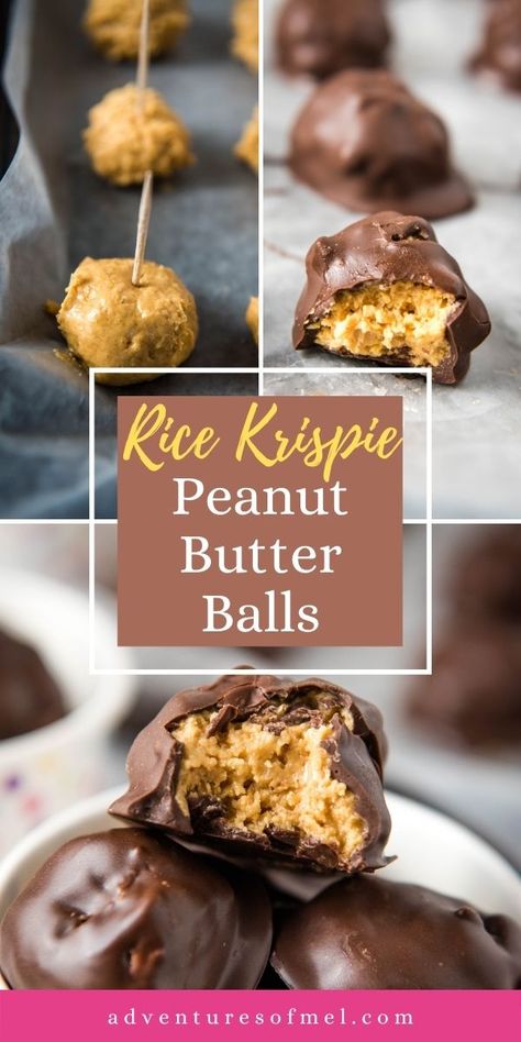 Rice Krispie Buckeyes Peanut Butter Balls, Peanut Butter Crunch Balls Recipe, No Bake Rice Crispy Peanut Butter, Crispy Buckeye Balls, Peanut Butter Bon Bons Rice Krispies, Peanut Butter And Rice Krispie Balls, Peanut Butter Rice Crispy Balls Dipped In Chocolate, Chocolate Cover Rice Krispie Treats, Chocolate Peanut Butter Rice Crispie Balls