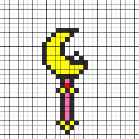 Sailor Moon Crecent Wand bead pattern Sailor Moon Bead Patterns, Pastel Perler Bead Patterns, Stuffed Animal Patterns Sewing, Sailor Moon Pixel Art, Anime Perler Bead Patterns, Sailor Moon Perler Beads, Rave Perler Pattern, Pixel Moon, Moon Pixel Art