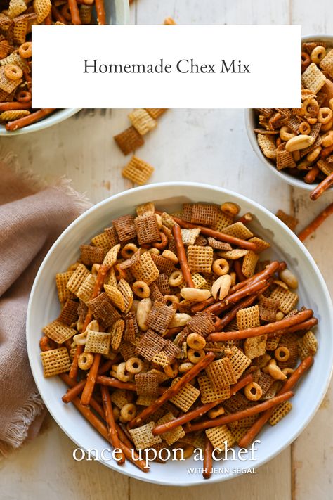 Homemade Chex Mix Ultimate Chex Mix Recipe, Nuts And Bolts Recipe, Homemade Chex Mix, Wheat Chex, American Snacks, Once Upon A Chef, Salted Nuts, Chex Mix Recipes, Crunchy Snack