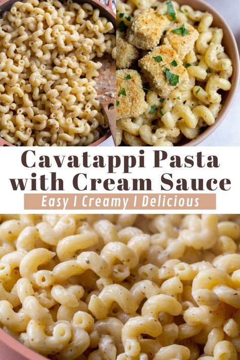 Looking for a super delicious, easy, crowd-pleasing dinner main or side dish recipe? Cavatappi Pasta with Cream Sauce is on the menu! This comforting pasta dish combines tender cavatappi noodles and an easy, ultra creamy parmesan cheese cream sauce. Even your picky eaters will enjoy this family-friendly dish made with minimal ingredients. As an added win, it only takes 15 minutes to whip up! It will definitely become one of your go-to dinner recipes! Creamy Cavatappi Pasta, Pasta With Cream Sauce, Cheese Cream Sauce, Cavatappi Pasta, Cream Sauce Pasta, Pasta Side Dishes, Chicken Alfredo Pasta, Parmesan Recipes, Creamy Parmesan