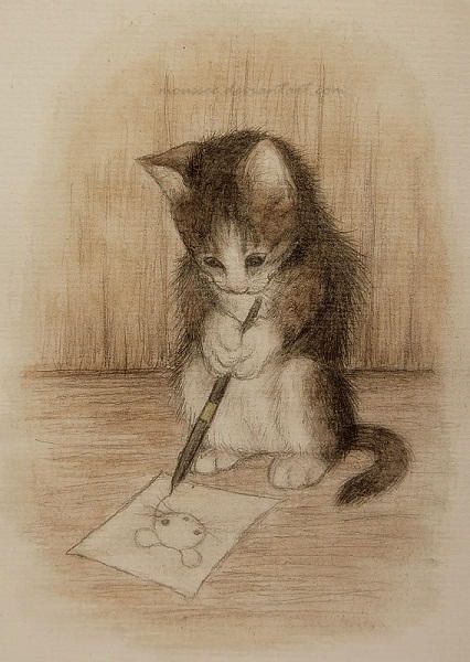 Big Rabbit, Cat Poems, Whimsical Animals, Image Chat, Cats Illustration, A Pen, Kitty Cats, Cat Painting, Cat Illustration