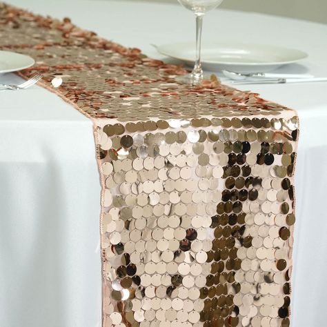 Premium Blush Payette Sequin Table Top Runners Wedding Catering Party Decorations  108x13" Banquet Table Decorations, Sequin Table Runner, Sequin Table, Table Overlays, Bridal Table, Banquet Tables, Wedding Catering, Blush Roses, Rich Textures