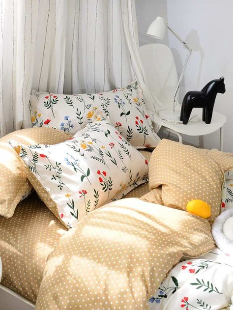 Cottagecore Bedding, Bedding Blue, Peach Print, Floral Bedding Sets, Floral Overlay, Queen Duvet Cover, Colorful Home, Casa Exterior, Floral Bedding