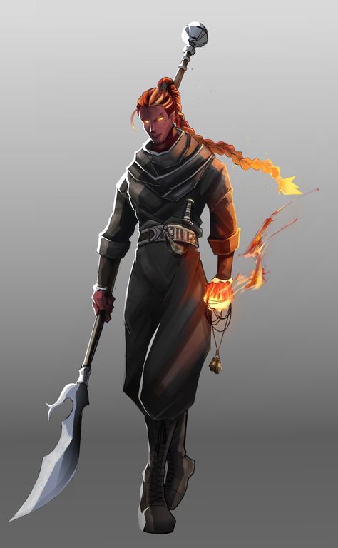 Fire Wielder Character, Fire Barbarian Dnd, Fire Genasi Warlock, Wildfire Spirit Dnd, Mephistopheles Dnd, Blue Fire Genasi, Dnd Fire Genasi Male, Fire Genasi Fighter, Fire Giant Dnd