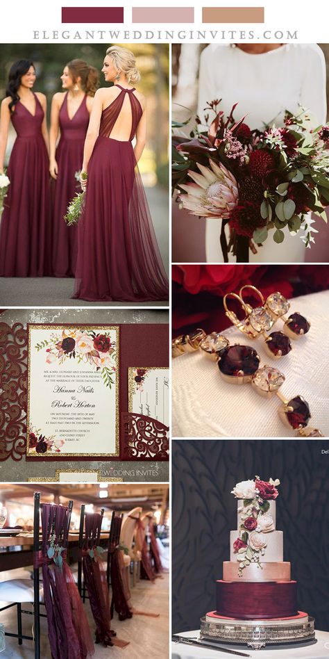 Pretty Wedding Colors, Gold And Burgundy Wedding, Burgundy Wedding Theme, Burgundy Wedding Colors, Popular Wedding Colors, Maroon Wedding, Design Invitation, Laser Cut Wedding Invitations, Wedding Theme Colors