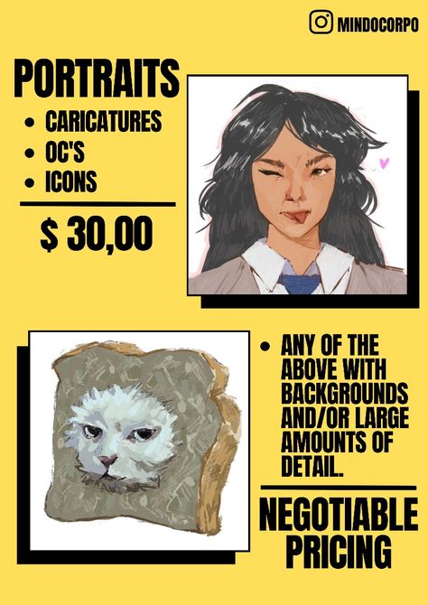 Art Comission Prices, Comissions Art Sheet, Commission Sheet, Art Advertising, Instagram Branding Design, Instagram Branding, My Portfolio, Art Pricing, Custom Portrait