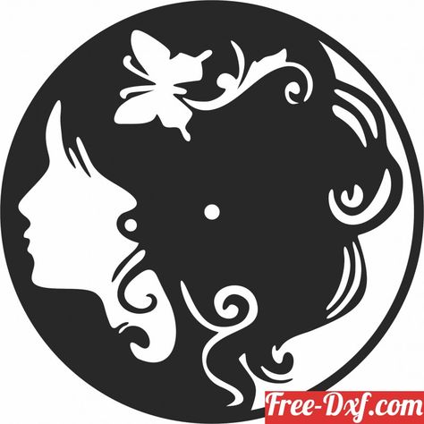 Punch Pano, Wall Clock Vector, Tiger Wall Decor, Butterfly Woman, Vinyl Clock, Mermaid Wall Decor, Free Dxf Files, Leaf Artwork, Diy Embroidery Designs