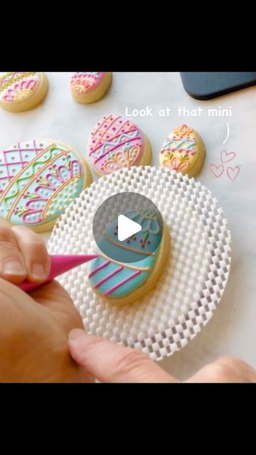 Mary Mansfield on Instagram: "With Easter coming so soon, I thought I’d share one more little egg cookie video with you, and I do mean little, lol. Minis are so cute aren’t they? 🩵💛🩷

#cookievideo #cookiedecoratingvideo 
#royalicing #eastercookies
#eastereggcookies #eastereggs 
#royalicingcookies
#decoratedcookies
#icingcookies
#decoratedsugarcookies 
#cookiedecorating #cookiesofinstagram" Easter Egg Cookies, No Egg Cookies, Cookie Videos, Easter Cookies, Icing Cookies, Royal Icing Cookies, Sugar Cookies Decorated, Decorated Cookies, Royal Icing