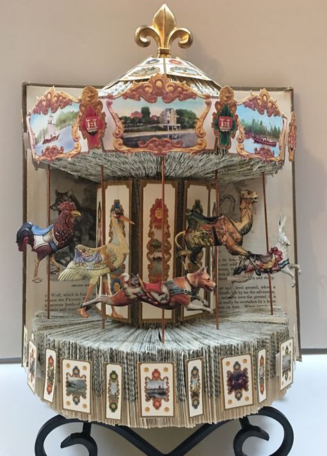 Altered book diorama by Dawn Morehead Diorama Art Ideas, Book Diorama, Paper Diorama, Images Victoriennes, Carousel Art, Diorama Art, Funny Books, Book Art Sculptures, Toy Theatre