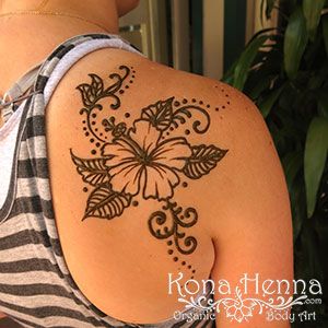 Kona Henna Studio - shoulders gallery Henna Tattoo Back Shoulder, Henna Tattoo Designs Arm Flowers, Henna Designs For Shoulder, Flower Henna Tattoo Designs, Hawaiian Flower Henna, Henna Shoulder Designs, Tropical Henna Designs, Shoulder Henna Designs, Henna Shoulder Tattoo