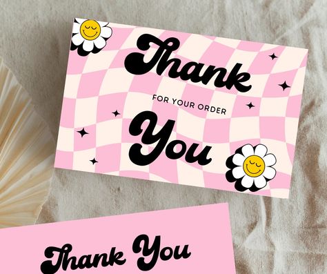 Retro Thank You Card Template, Editable Small Business Thank You Template, Customizable Package Insert Card,70s Groovy Thank You Card by KayReneeDesign on Etsy Thank You Template, Groovy Retro, Business Thank You, Thank You Card Template, Business Stationery, Calling Cards, All Fonts, Microsoft Word, Fun Easy