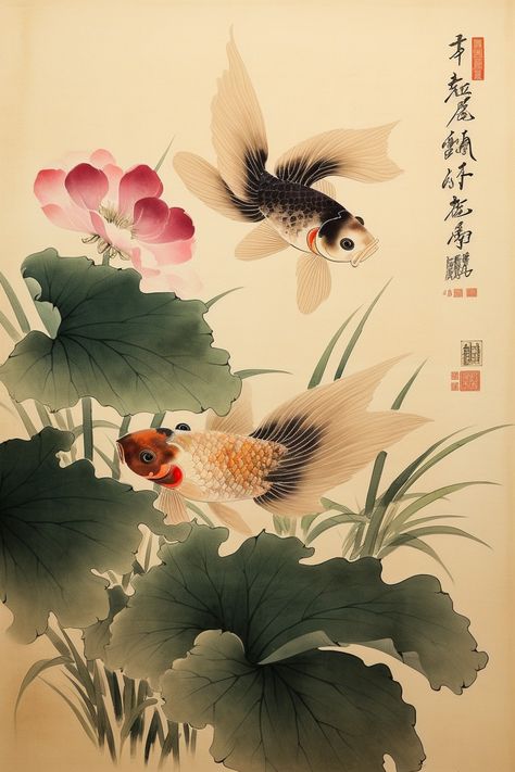 Chinese Arts And Crafts, Craft Museum, Japanese Fish, Japanese Drawings, Japanese Prints, Chinese Painting, Wood Patterns, Playing Games, Painting Patterns