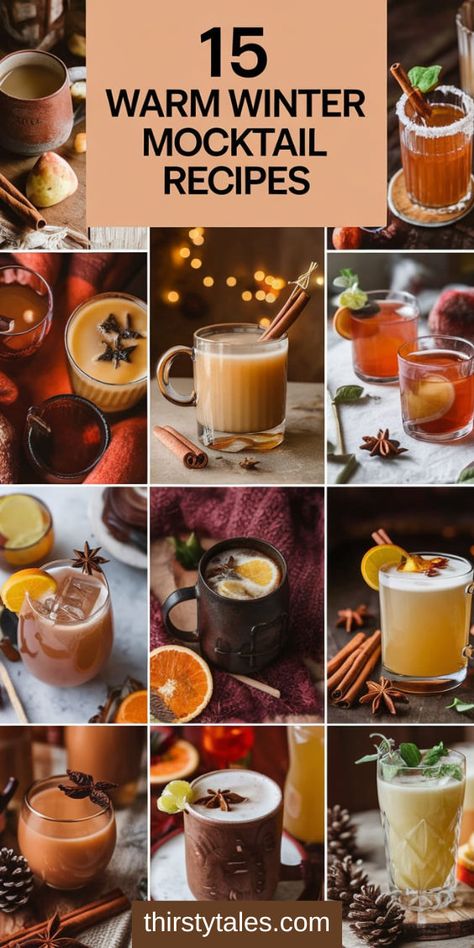 "Cozy up this winter with our 15 Warm Winter Mocktail Recipes! Perfect for chilly nights, these delightful drinks are ideal for Christmas party drink ideas non-alcoholic and December mocktails. Enjoy festive flavors with our mocktails for Super Bowl gatherings or sip on refreshing no alcoholic Christmas drinks during your holiday celebrations. Embrace dry January mocktails and indulge in at-home mocktails that everyone can enjoy.!" Black Cherry Mocktails, Hot Drink Mocktails, Warm Holiday Drinks Nonalcoholic, Mocktails For Dry January, Hot Winter Drinks Non Alcoholic, December Mocktails, Christmas Warm Drinks, Winter Solstice Drinks, Warm Winter Drinks Non Alcoholic