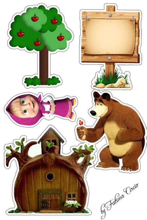 Pin Di Topper Masha E O Urso Masha Cake, Marsha And The Bear, Diy Cake Topper Birthday, Bear Cake Topper, Bear Birthday Party, Birthday Cake Topper Printable, Masha And The Bear, Bear Party, Party Printables Free