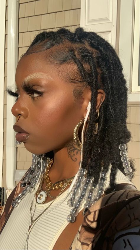 Loc Styles Black Women, Locs With Beads, Beautiful Dreadlocks, Short Locs Hairstyles, Dread Hairstyles, Curly Hair Women, Dope Hairstyles, Fancy Hairstyles, Hair Collection