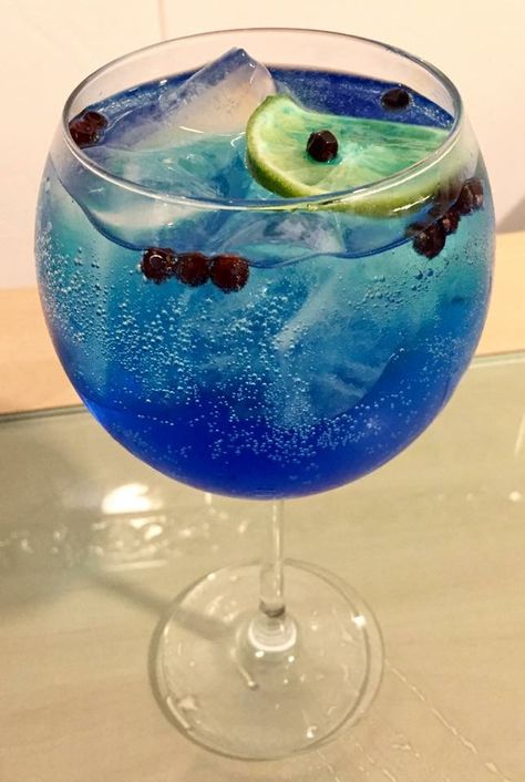 Blue Gin Blue Gin, Pretty Food, Gin, Wine Glass, Wine, Tableware, Glass, Blue, Quick Saves