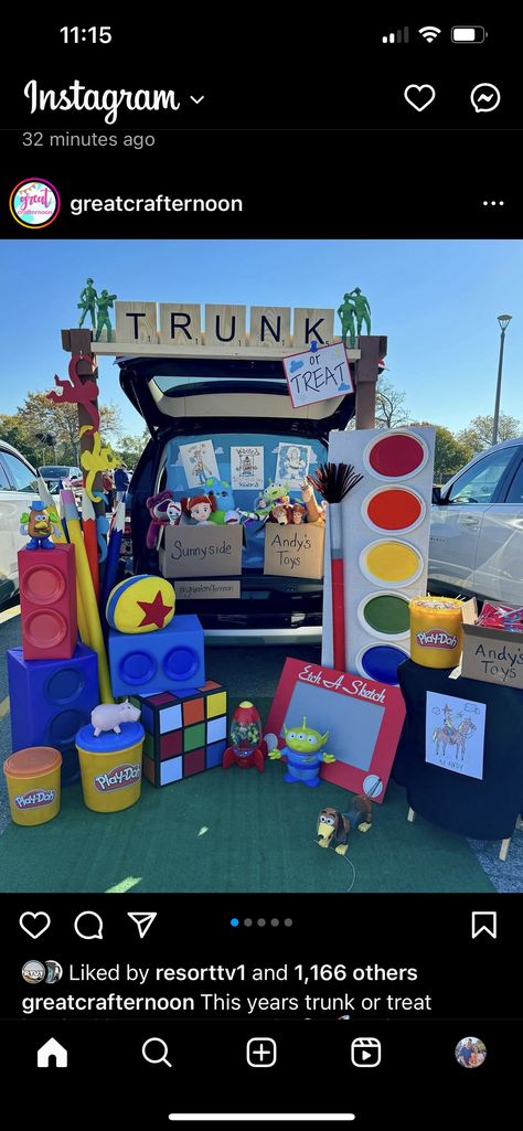 Toy Story Theme Halloween Costumes, Trunk Or Treat Ideas 2024, Trunk Or Treat Toy Story, Toy Story Trunk Or Treat Ideas, Church Trunk Or Treat Ideas, Trunk And Treat Ideas, Trunk Or Treat Car Ideas, Trunk Or Treat Themes, October Lesson Plans