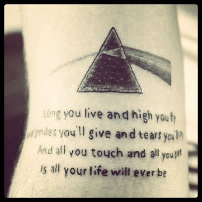 Next tattoo. Pink Floyd Tattoo Lyrics, Breathe Pink Floyd, Pink Floyd Lyrics, Pink Floyd Tattoo, Indie Tattoo, Have A Nice Life, Nice Life, Lyric Tattoos, Forearm Tattoo Design