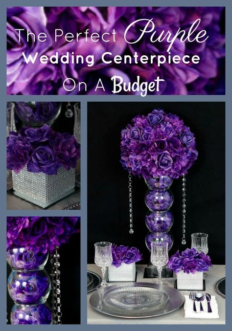 The Perfect Purple Wedding Centerpiece On a Budget! Fall Centerpieces Diy, Purple Reception, Purple Wedding Centerpieces, Purple Centerpieces, Fall Centerpieces, Purple Wedding Theme, Centerpieces Diy, Wedding Decorations On A Budget, Wedding Planning On A Budget