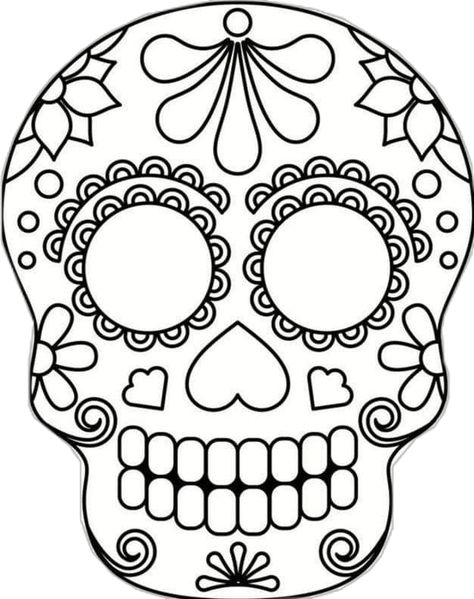 Sugar Skull Stencil, Skull Stencil, Día De Muertos, Dia De Muertos, Sugar Skull, Line Drawing, Decoration Ideas, Decorative Plates, Coloring Pages