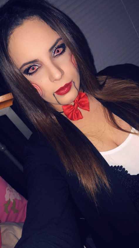 Saw Girl Costume, Diy Jigsaw Costume Women, Saw Costume, Saw Makeup, Jigsaw Makeup, Jigsaw Costume, Matching Halloween Costumes, Diy Halloween Costumes For Women, Matching Halloween