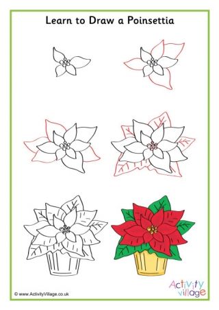 Draw A Poinsettia, Ring Bind, Learn To Draw Flowers, Step By Step Drawings, Draw Christmas, Easy Christmas Drawings, Markers Drawing Ideas, Winter Drawings, Draw Flowers